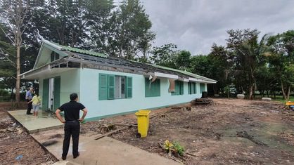 Dormitory hit by tree