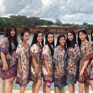 students and Angkor Wat